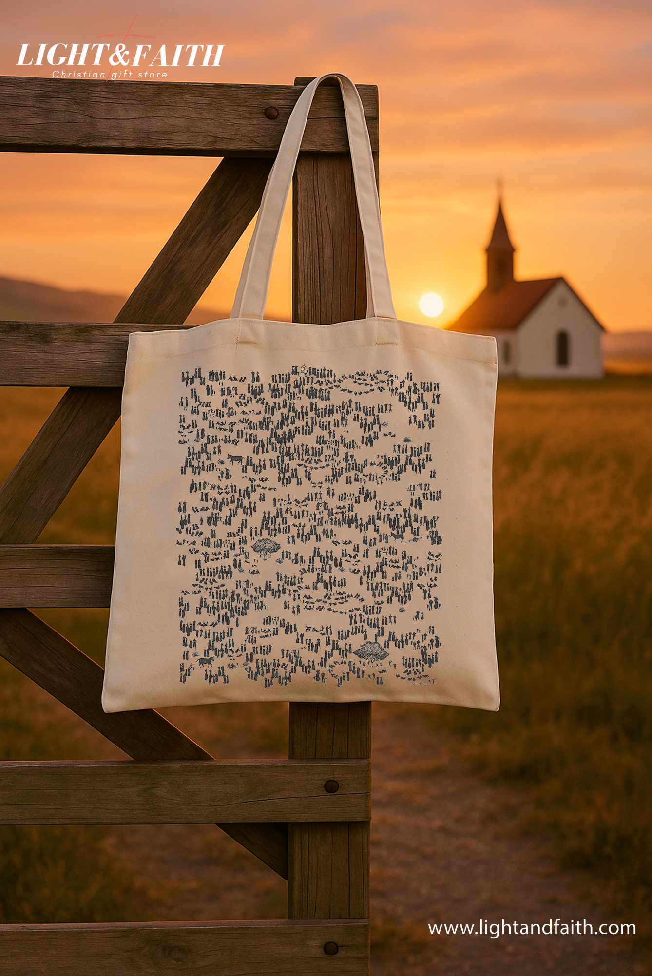 Find the Lost Sheep Tote Bag, Christian Hidden Object Canvas Bag, He Left the 99 Bible Game Tote, Faith-Based Gift, Matthew 18 Inspired Design TBLAF46